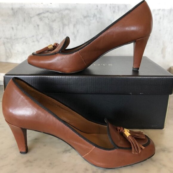 TALBOTS FLISS Cinnamon Black Cord Tassel Pumps 6M IOB - Picture 3 of 16